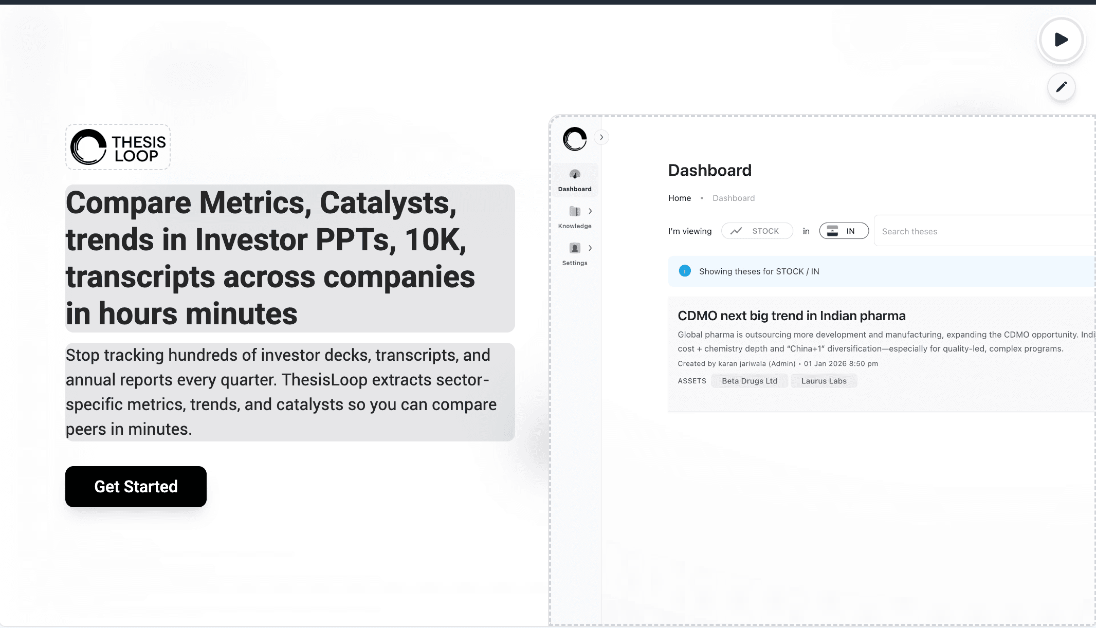 ThesisLoop product demo preview